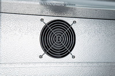 2-door commercial bar fridge with glass doors and LED lighting