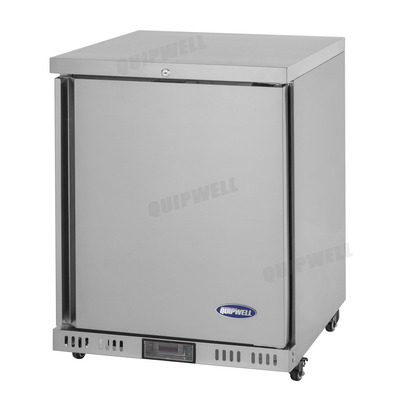 1-door under bench freezer with 105L capacity, solid stainless steel door and fan-forced cooling
