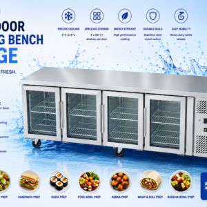 4 Door Glass Under Bench Fridge 560L (WGA56) - Image 4