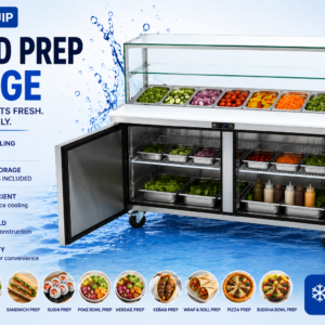 2 Door Glass Salad Prep Fridge 510L (SS51G)