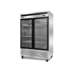 2-door commercial upright display fridge with Low-E glass and LED lighting