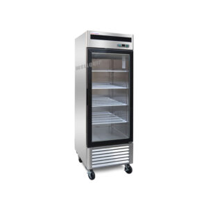 1-door commercial upright display fridge with Low-E glass and LED lighting