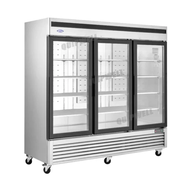 BGC2K-2-Edit 3-door commercial upright display freezer with triple-glazed glass doors and LED lighting