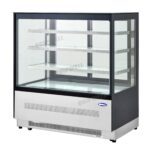4-tier commercial cake display fridge with anti-fog panoramic glass and LED lighting