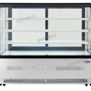 4-tier commercial cake display fridge with anti-fog panoramic glass and LED lighting