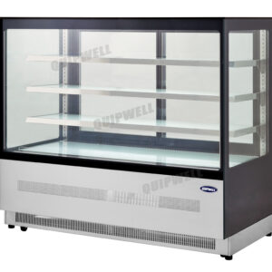 4-tier commercial cake display fridge with anti-fog panoramic glass and LED lighting