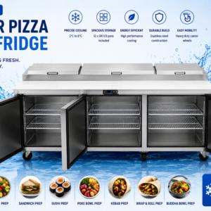 3 Door Pizza Prep Fridge 800L (PPA12) - Image 12