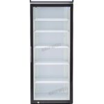 1-door commercial upright display fridge with glass doors and LED lighting