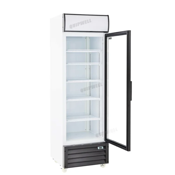 1 door commercial upright display fridge with glass doors and LED lighting
