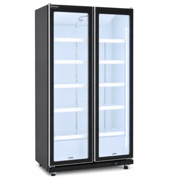 IV26_Front-left with doors closed Commercial upright display fridge with LED lighting