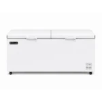 Front facing storage chest freezer with 750L capacity, wire frame baskets and solid doors