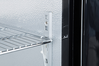 Energy-efficient bar fridge with 210L capacity, fan-forced cooling and adjustable shelves