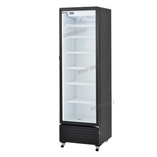 1 door commercial upright display fridge with glass doors and LED lighting