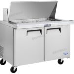 commercial mega salad prep fridge with stainless steel GN pans