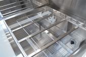 commercial mega salad prep fridge with stainless steel GN pans