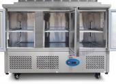 commercial saladette prep fridge with stainless steel GN pans
