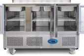 commercial saladette prep fridge with stainless steel GN pans