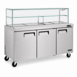 3 Door Glass Salad Prep Fridge 540L (SS54G)