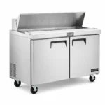 commercial salad prep fridge with stainless steel GN pans