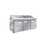 commercial salad prep fridge with stainless steel GN pans