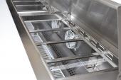 commercial salad prep fridge with stainless steel GN pans