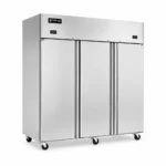 3 solid door upright stainless steel combo fridge freezer