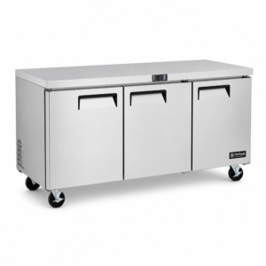 Powerful bench fridge with 540L capacity, integrated benchtop, fan-forced cooling and low energy usage