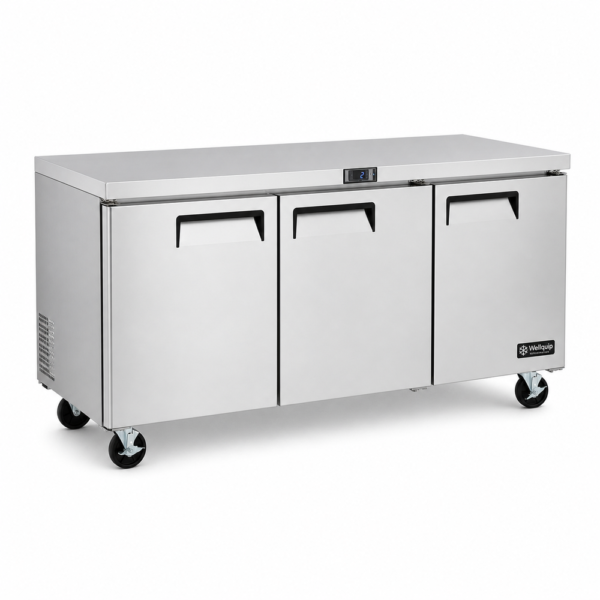 Powerful bench fridge with 540L capacity, integrated benchtop, fan-forced cooling and low energy usage