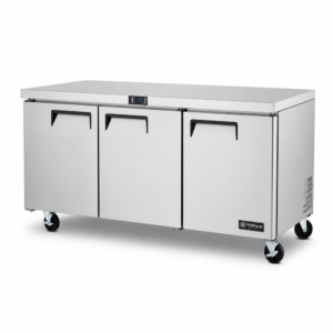 Powerful bench fridge with 540L capacity, integrated benchtop, fan-forced cooling and low energy usage