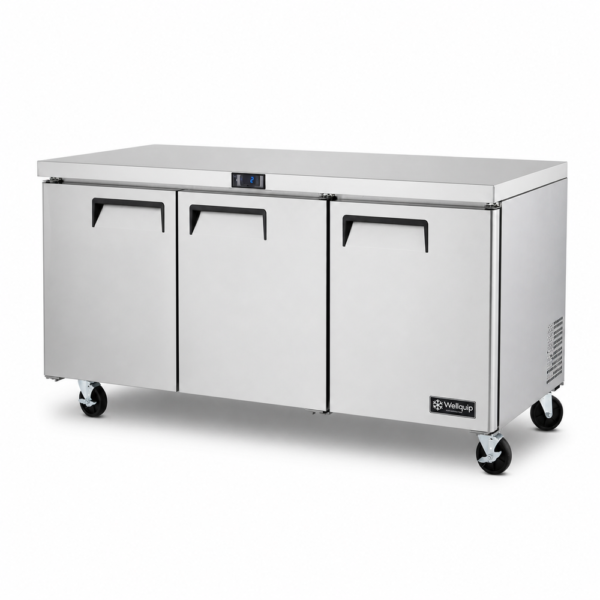 Powerful bench fridge with 540L capacity, integrated benchtop, fan-forced cooling and low energy usage