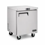 1 door commercial bench freezer with 180L capacity, integrated benchtop, fan-forced cooling and low energy usage