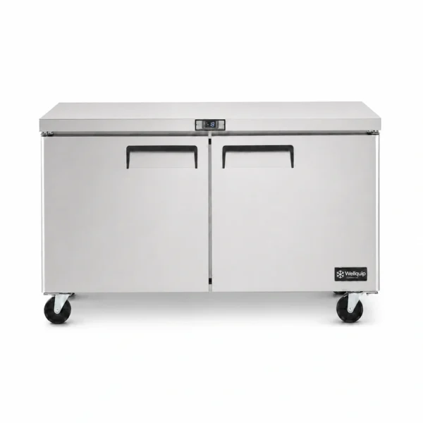 2 door commercial bench freezer with 510L capacity, integrated benchtop, fan-forced cooling and low energy usage