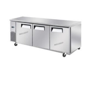 3-door commercial under bench freezer with stainless steel doors and low running costs