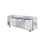 3-door commercial under bench fridge with stainless steel doors and low running costs