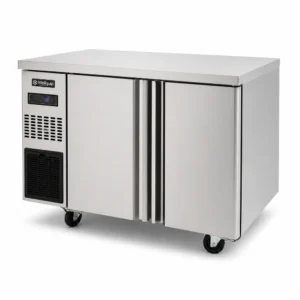 Commercial under bench freezer with stainless steel worktop