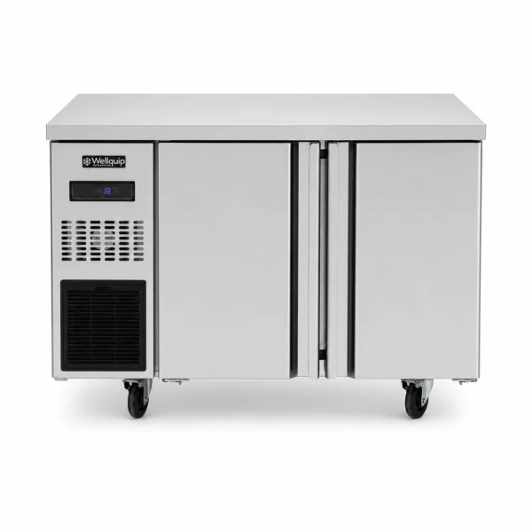 Under bench freezer with front-ventilated fan forced cooling