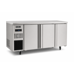3 door solid stainless steel door undercounter fridge with front ventilated fan forced cooling and auto defrost