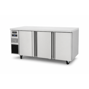 3 door solid stainless steel door under bench fridge with front ventilated fan forced cooling and auto defrost