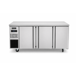 3 door solid stainless steel door undercounter fridge with front ventilated fan forced cooling and auto defrost