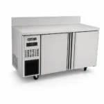 Stainless steel bench freezer with splashback for prep lines