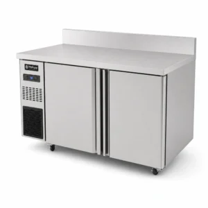 Commercial freezer with integrated worktop and splashback