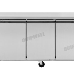 4-door commercial under bench fridge with stainless steel doors and 7 Star GEMS rating