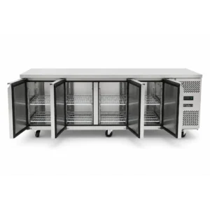 4 door commercial under bench freezer with stainless steel doors and low running costs