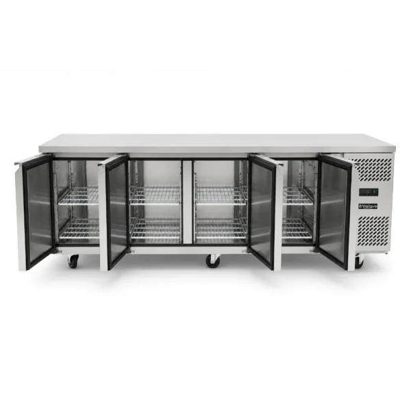 4 door commercial under bench freezer with stainless steel doors and low running costs