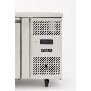 4 door commercial under bench freezer with Carel digital thermostat and ventilation panel