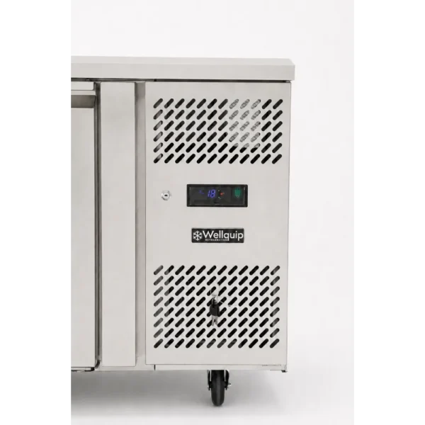 4 door commercial under bench freezer with Carel digital thermostat and ventilation panel