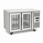 2 door commercial under bench fridge with double glazed glass doors and low running costs