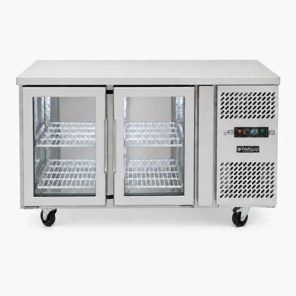 WGA28_Front with doors closed 2 door commercial under bench fridge with double glazed glass doors and low running costs