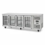 4 door under bench fridge with glass doors, 560L capacity, fan-forced cooling and low energy usage