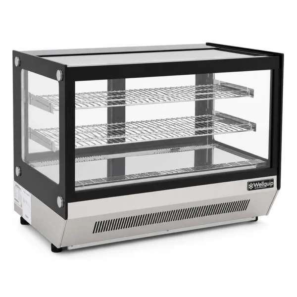 Commercial countertop dessert display fridge with panoramic glass